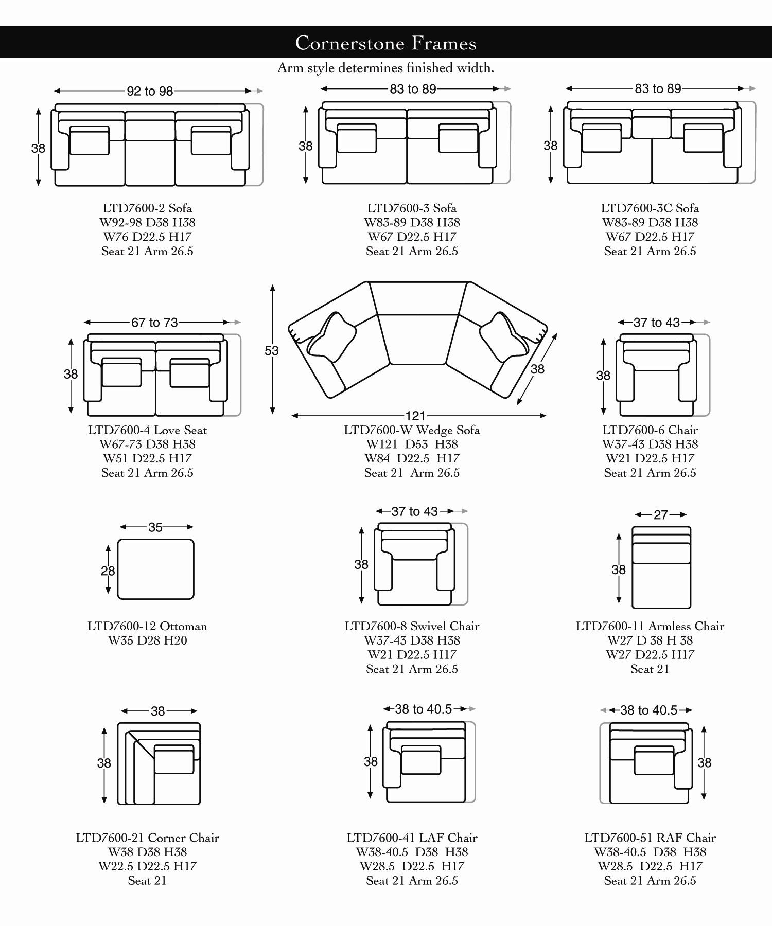 Century Cornerstone LTD760021+62+72 Customizable Sectional Sofa with